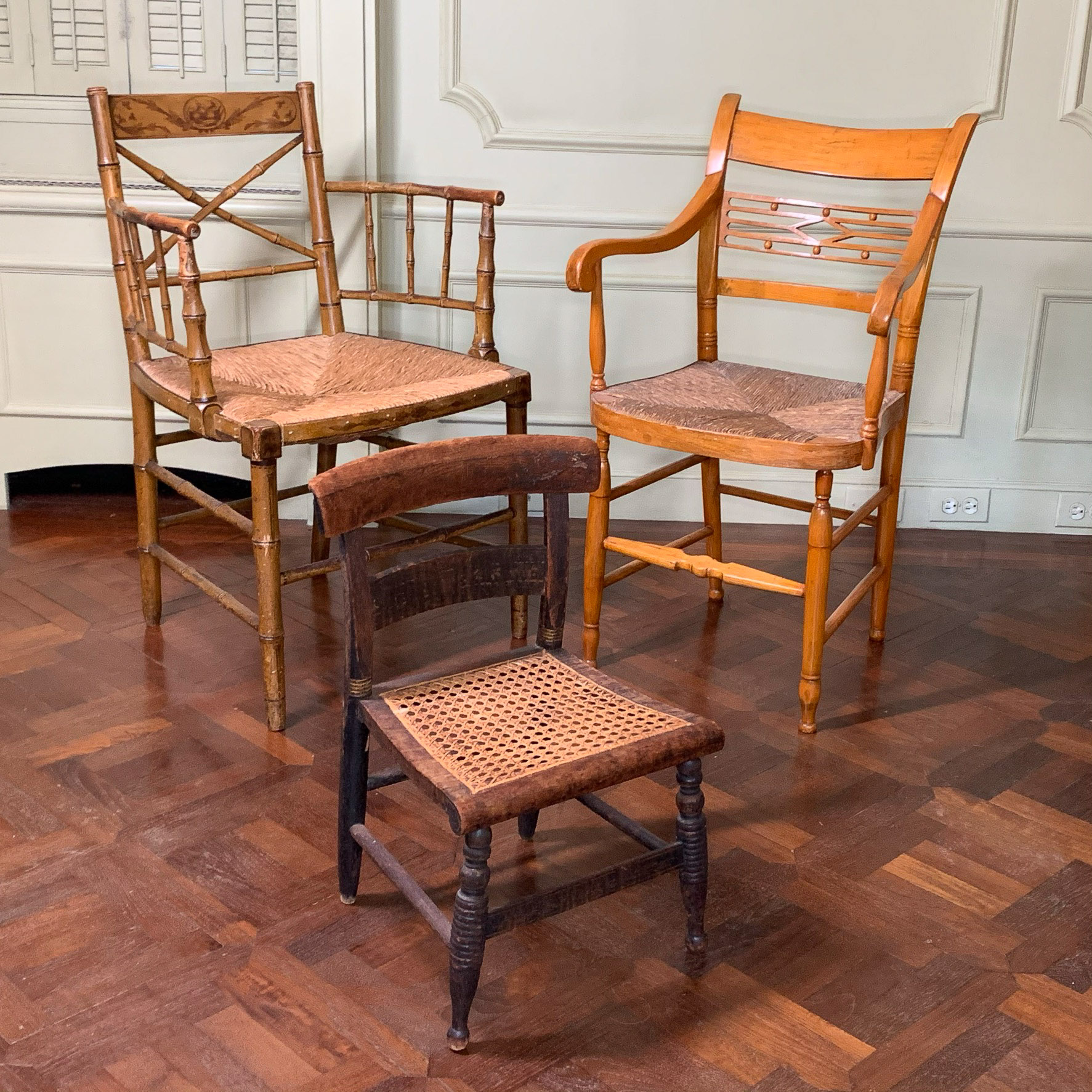(3pc) ANTIQUE ARMCHAIRS