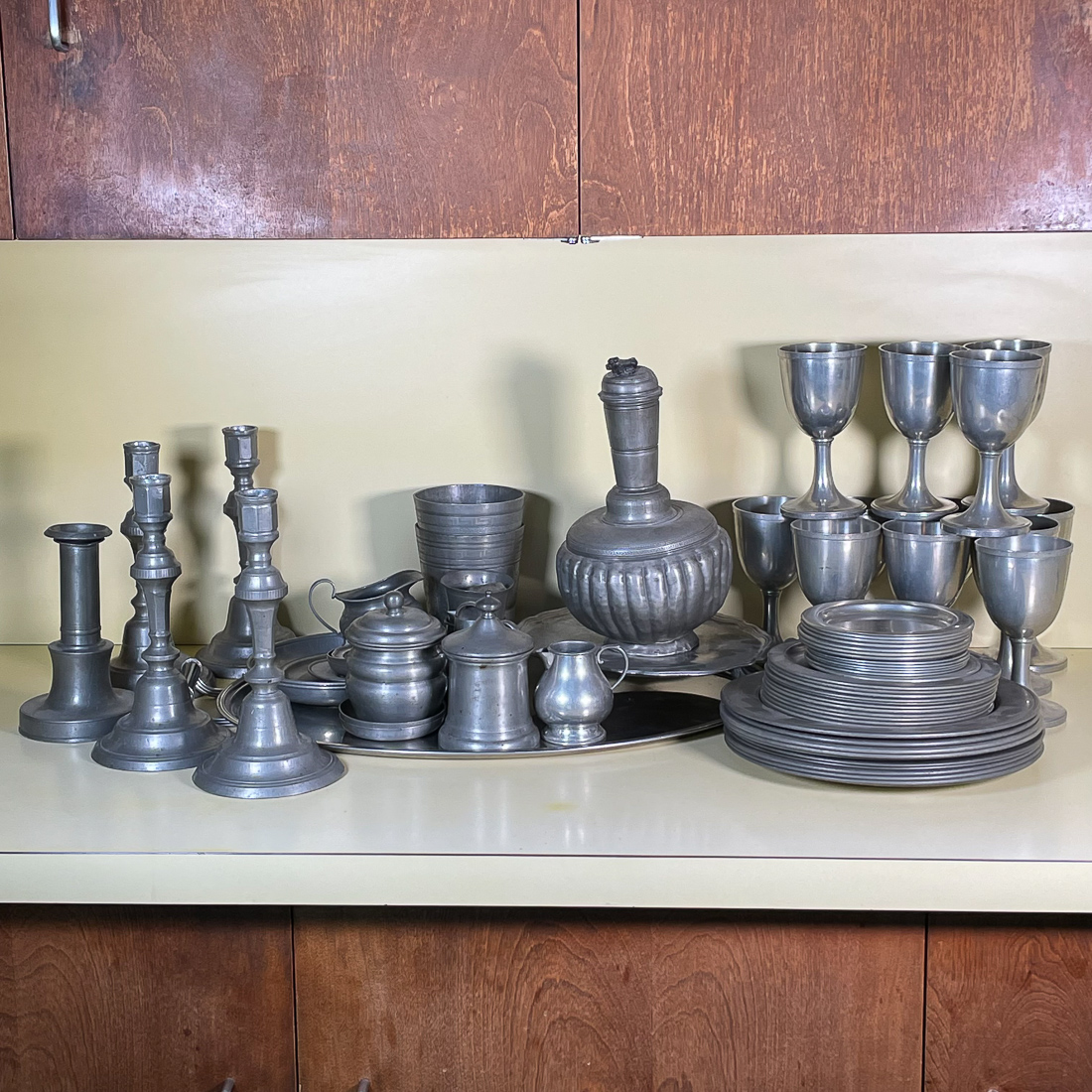 ESTATE LOT OF PEWTER DINNERWARE