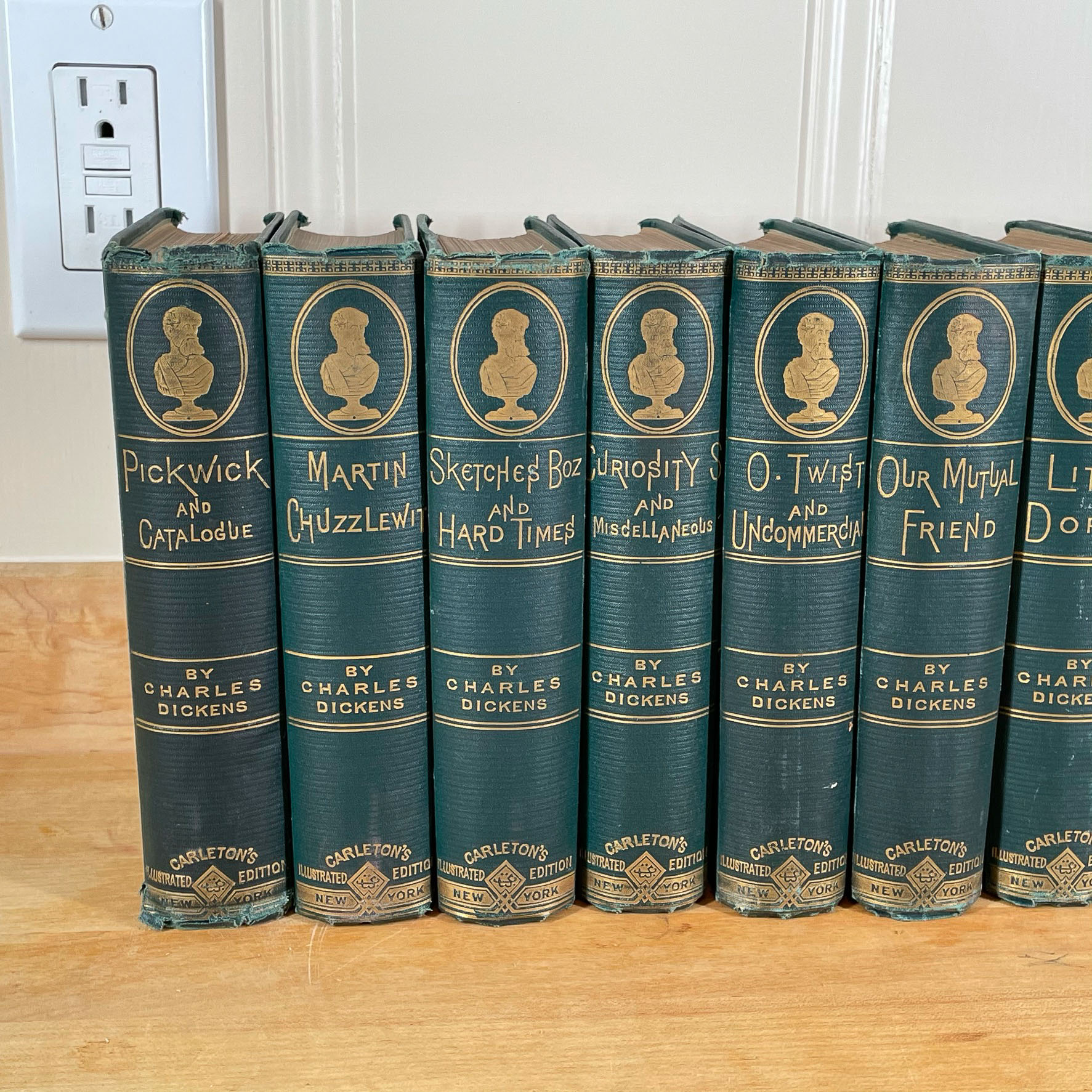 (13vols) GILT LINEN BOUND BOOKS; CHARLES DICKENSON