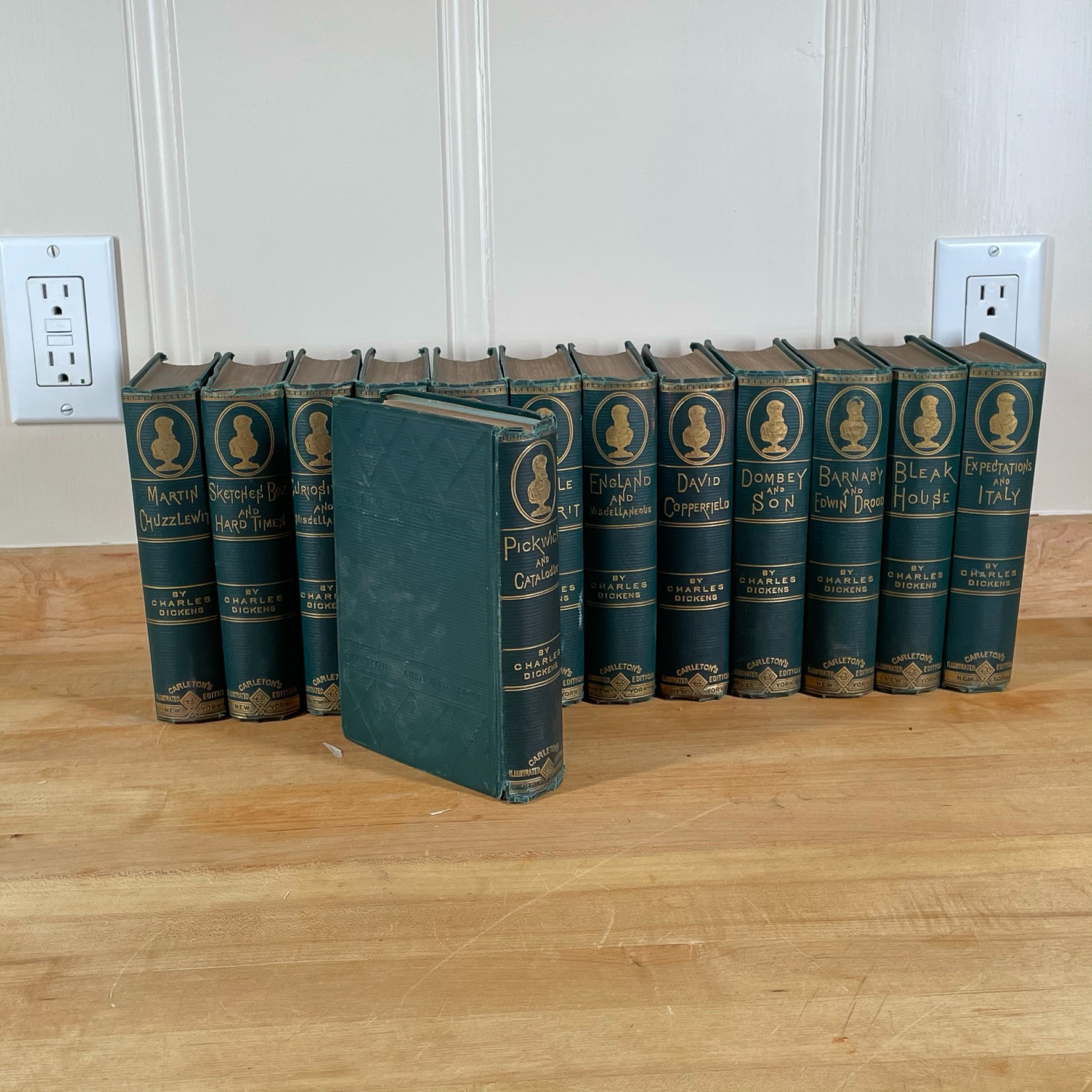 (13vols) GILT LINEN BOUND BOOKS; CHARLES DICKENSON