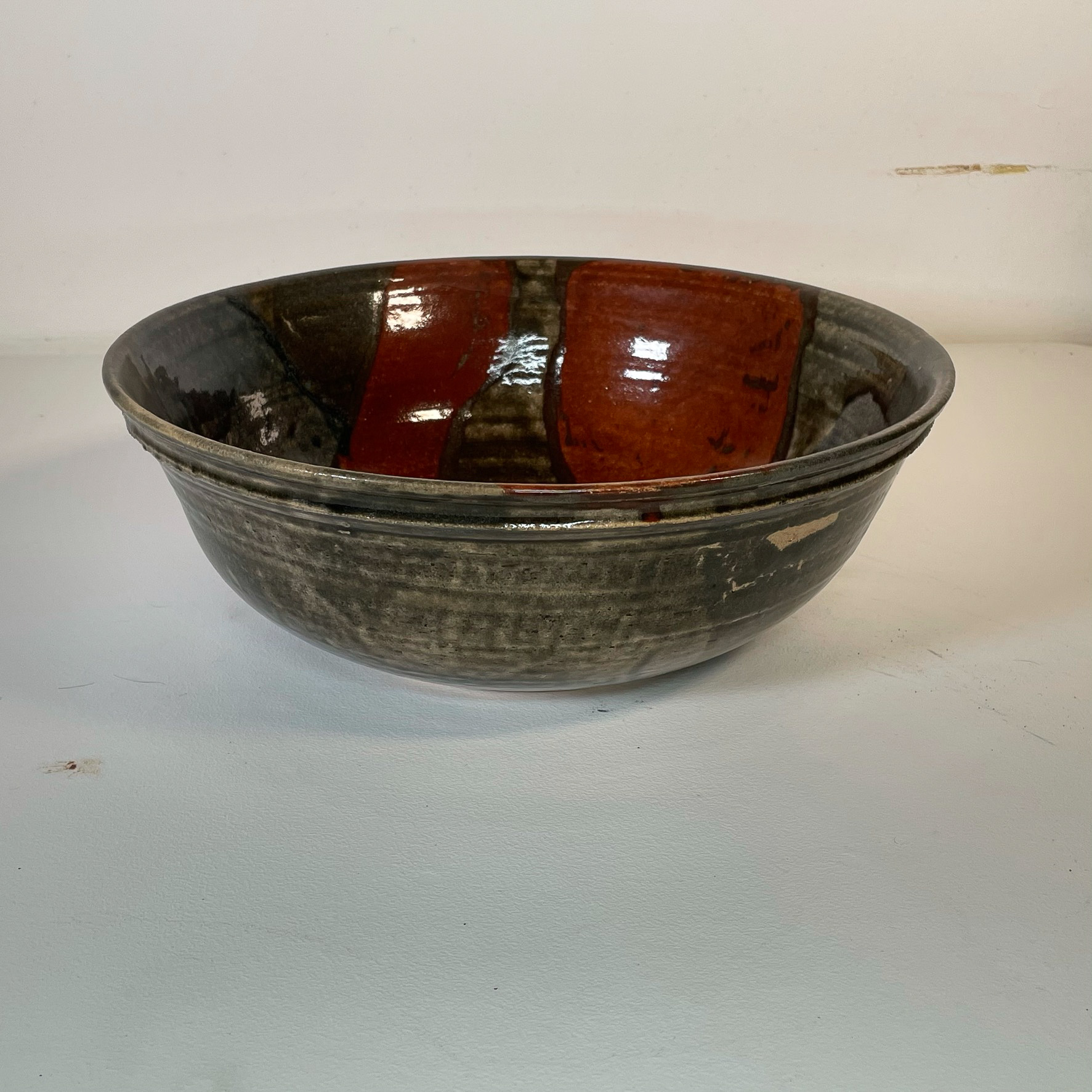 LARGE GLAZED POTTERY BOWL