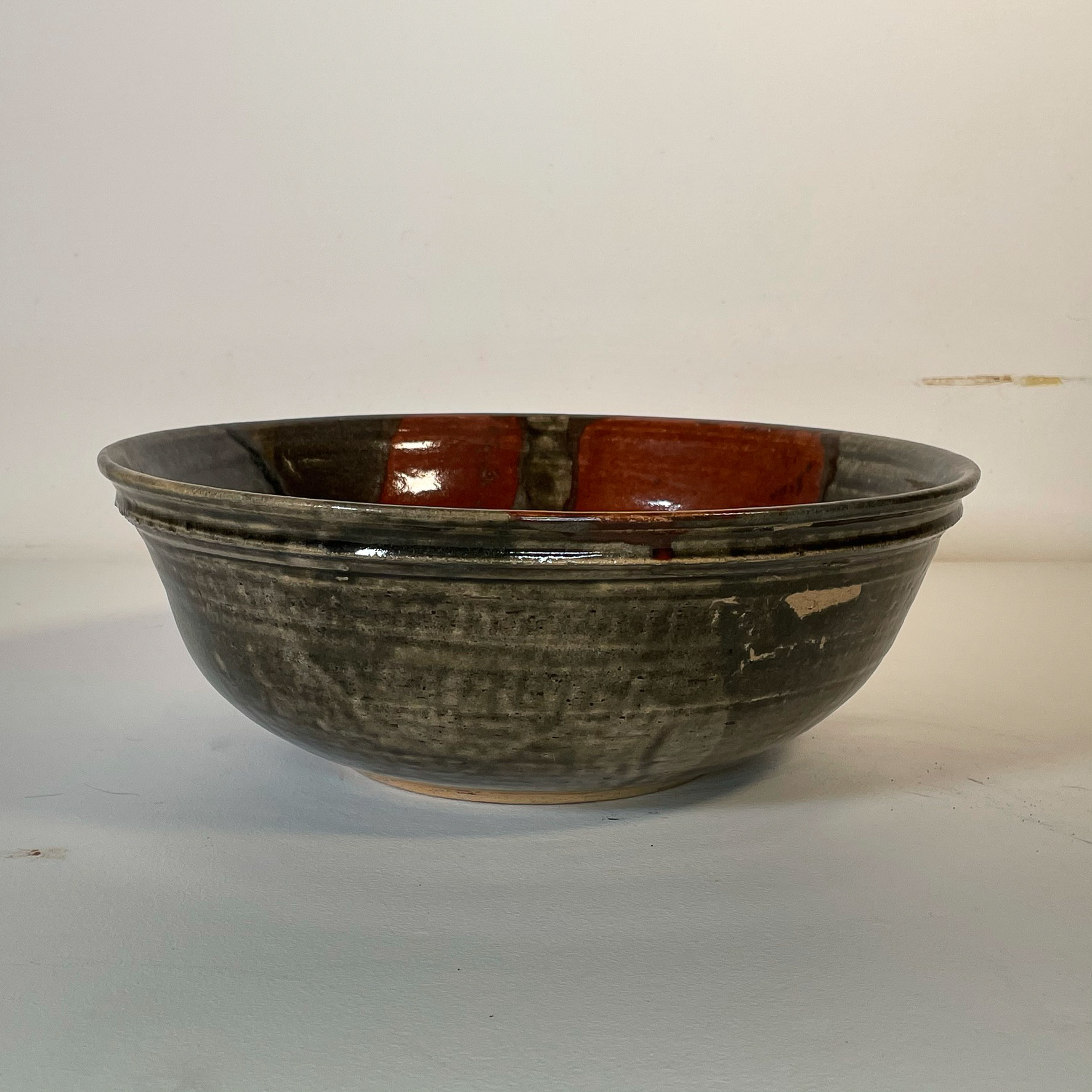 LARGE GLAZED POTTERY BOWL