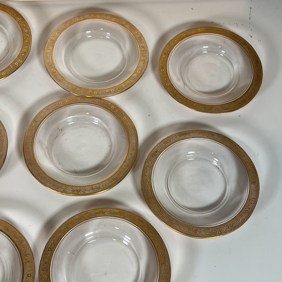 (10pc) ANTIQUE GOLD RIM SAUCERS