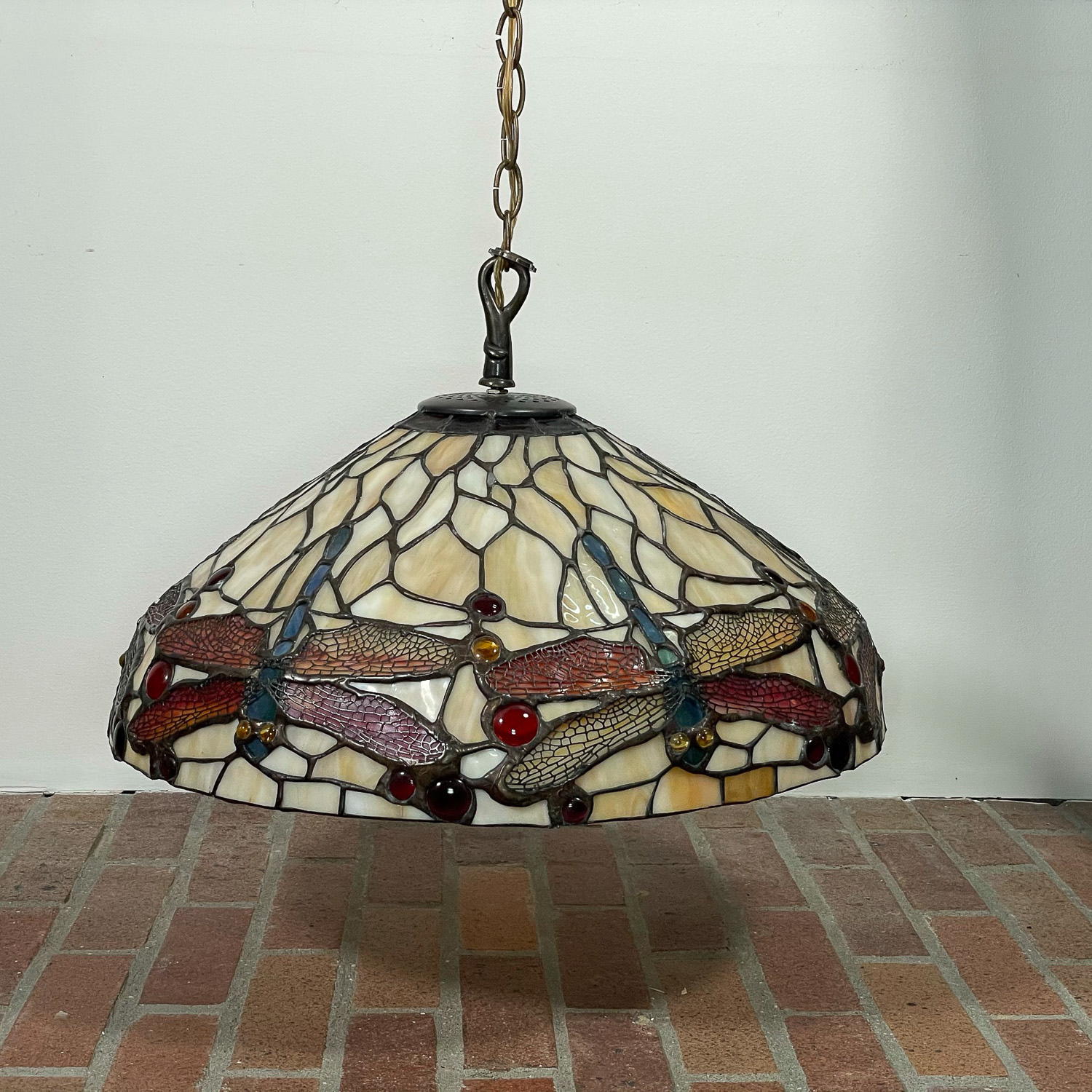 DRAGONFLY STAINED GLASS CHANDELIER