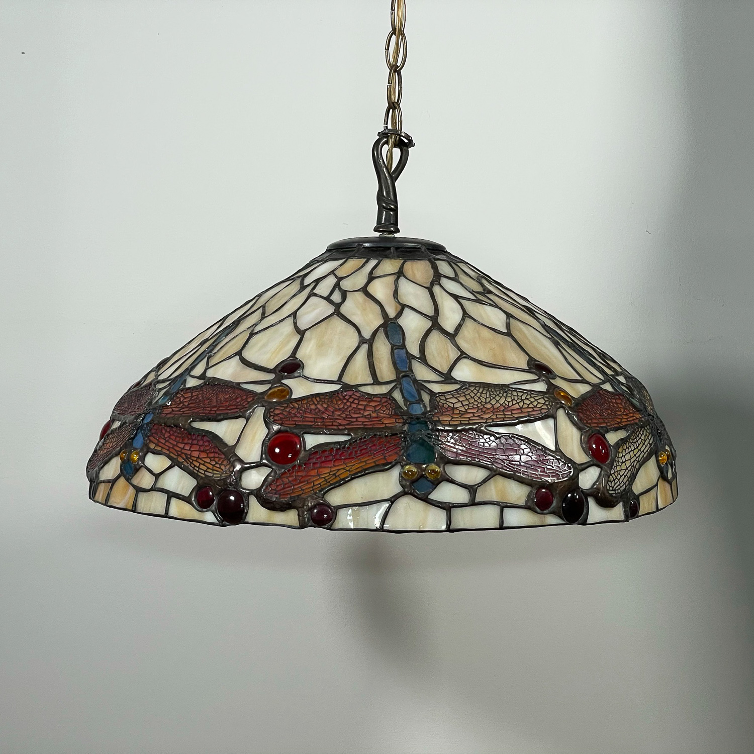DRAGONFLY STAINED GLASS CHANDELIER