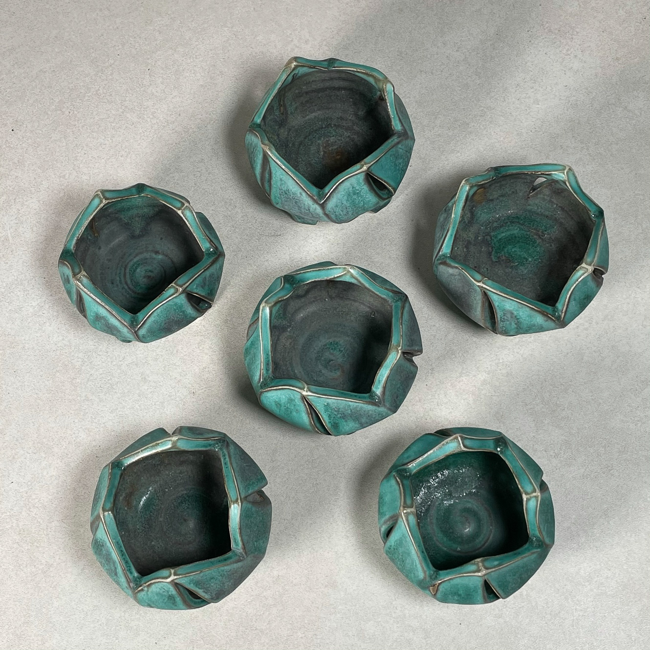 (6pc) ART POTTERY CANDLE HOLDERS