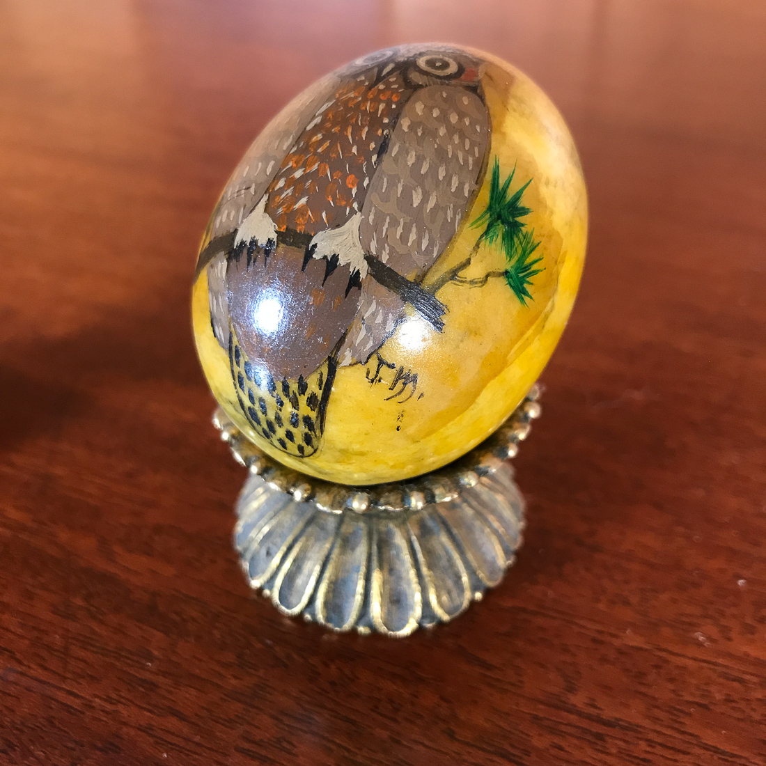 PAIR JAPANESE CARVED PAINTED STONE EGGS