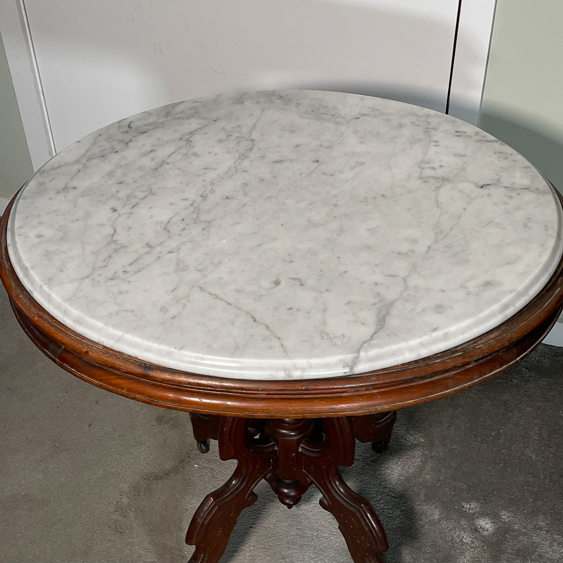OVAL MARBLE SIDE TABLE