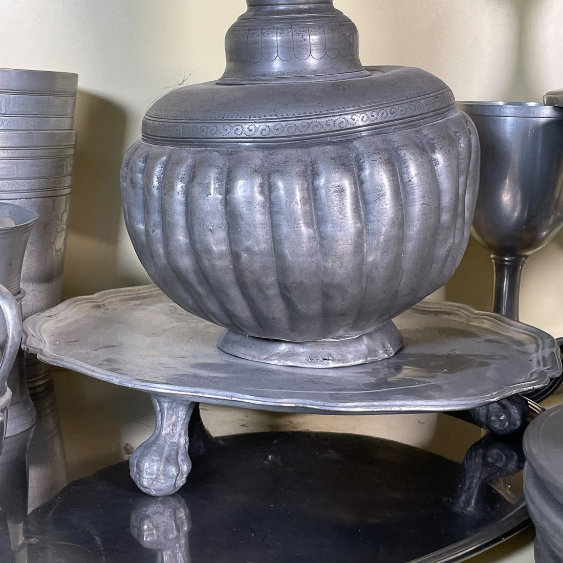 ESTATE LOT OF PEWTER DINNERWARE