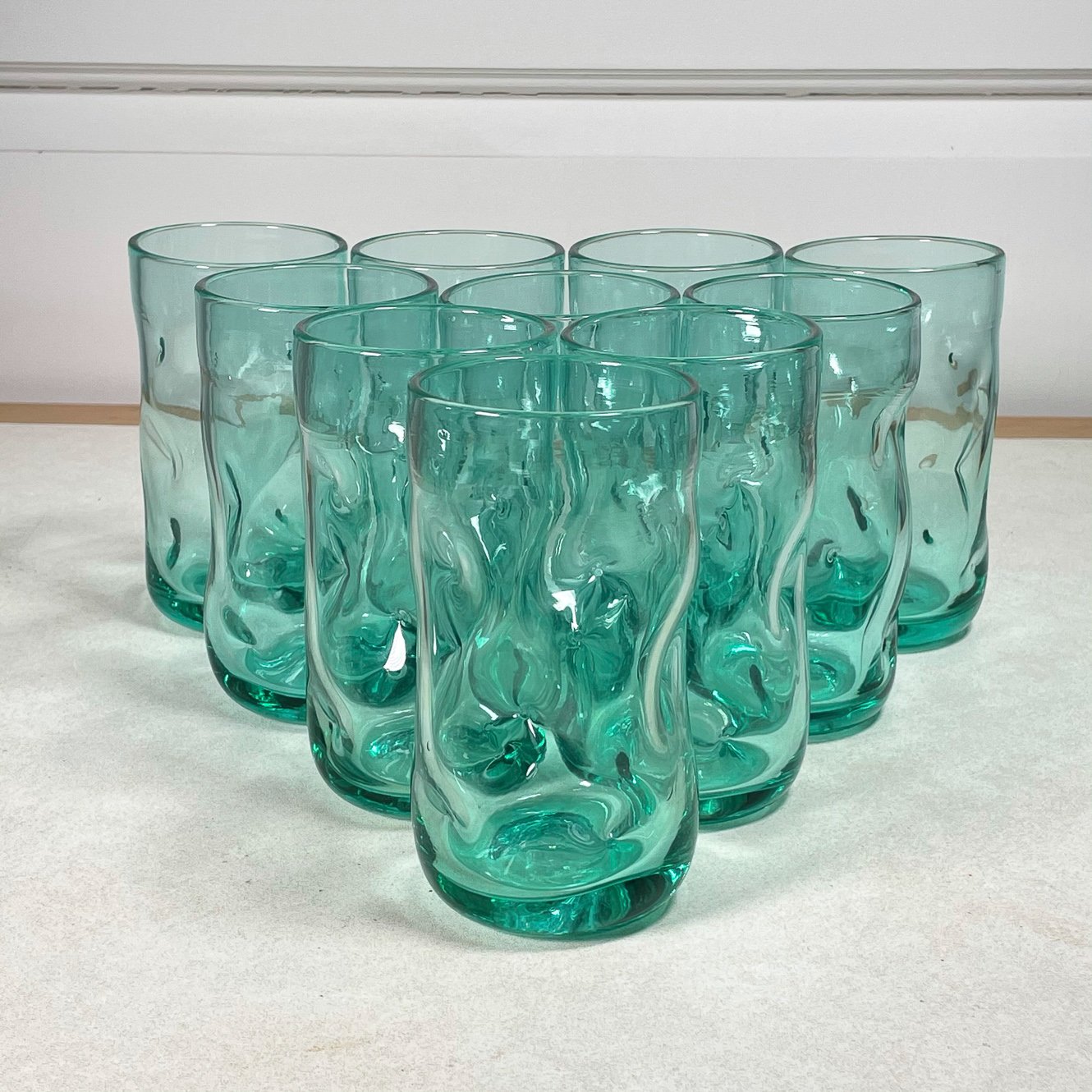 (10pc) WAVY GREEN GLASSES