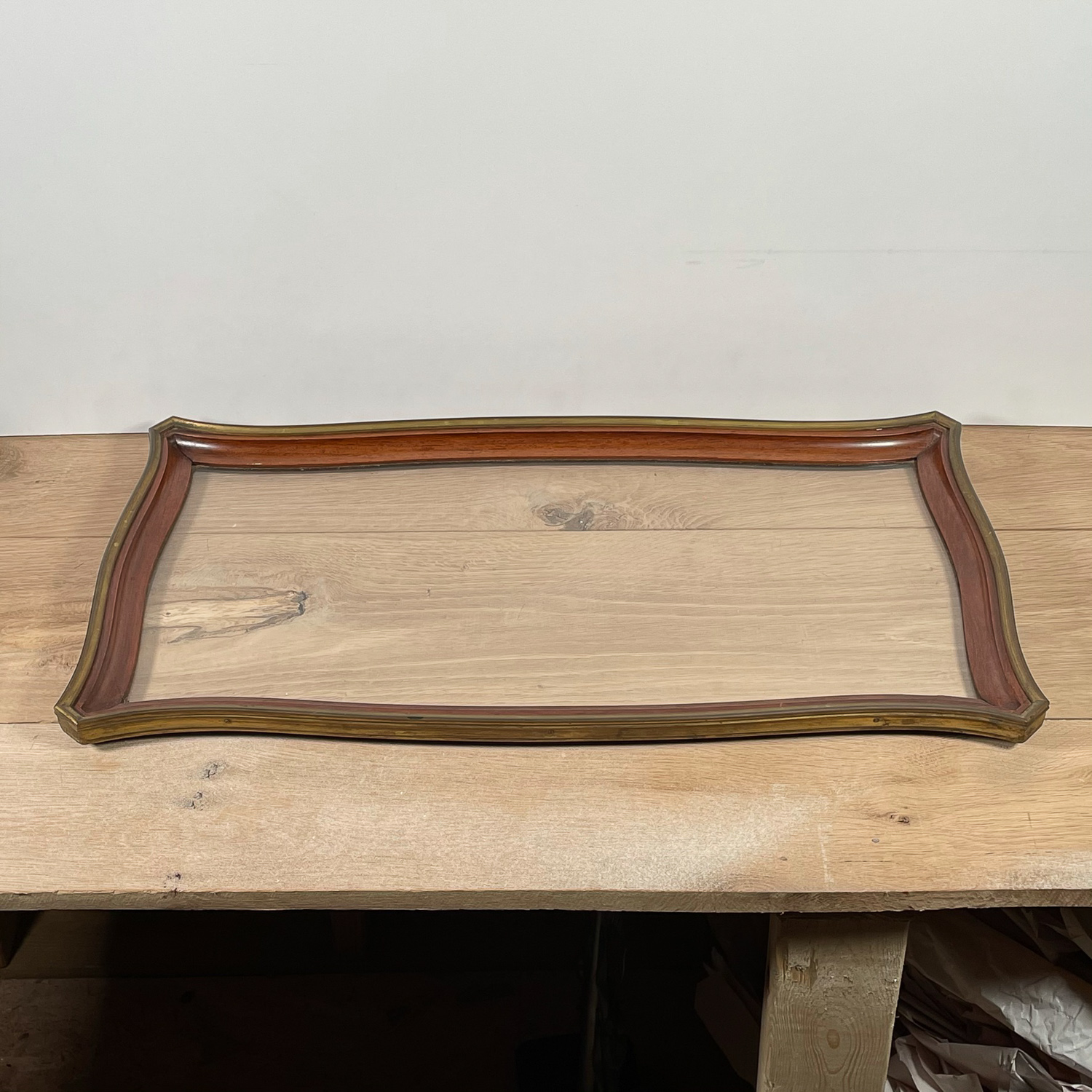 BRASS, WOOD, & GLASS TABLETOP TRAY