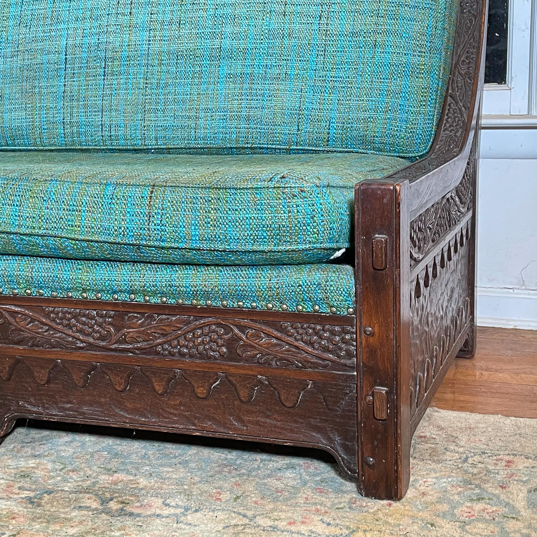 ROMWEBER 'VIKING' CARVED OAK SOFA