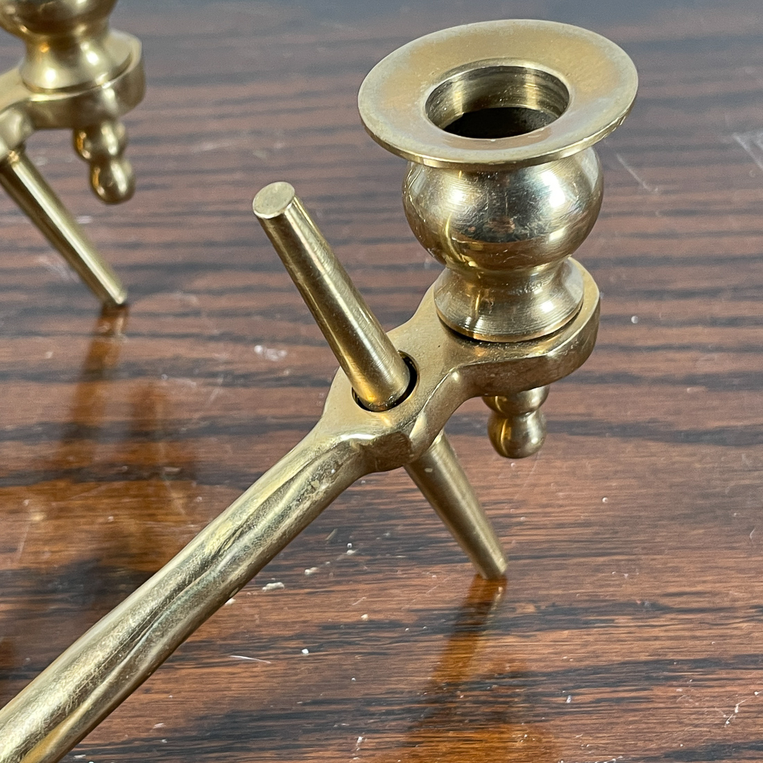 PAIR BRASS ANCHOR CANDLE HOLDERS