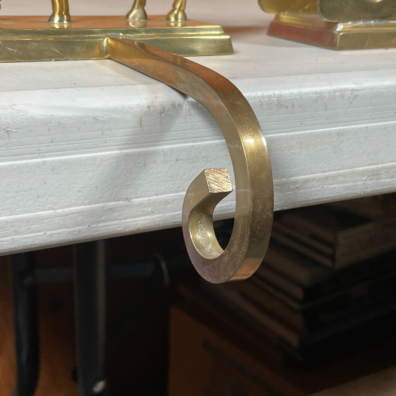 PAIR BRASS STOCKING HANGERS