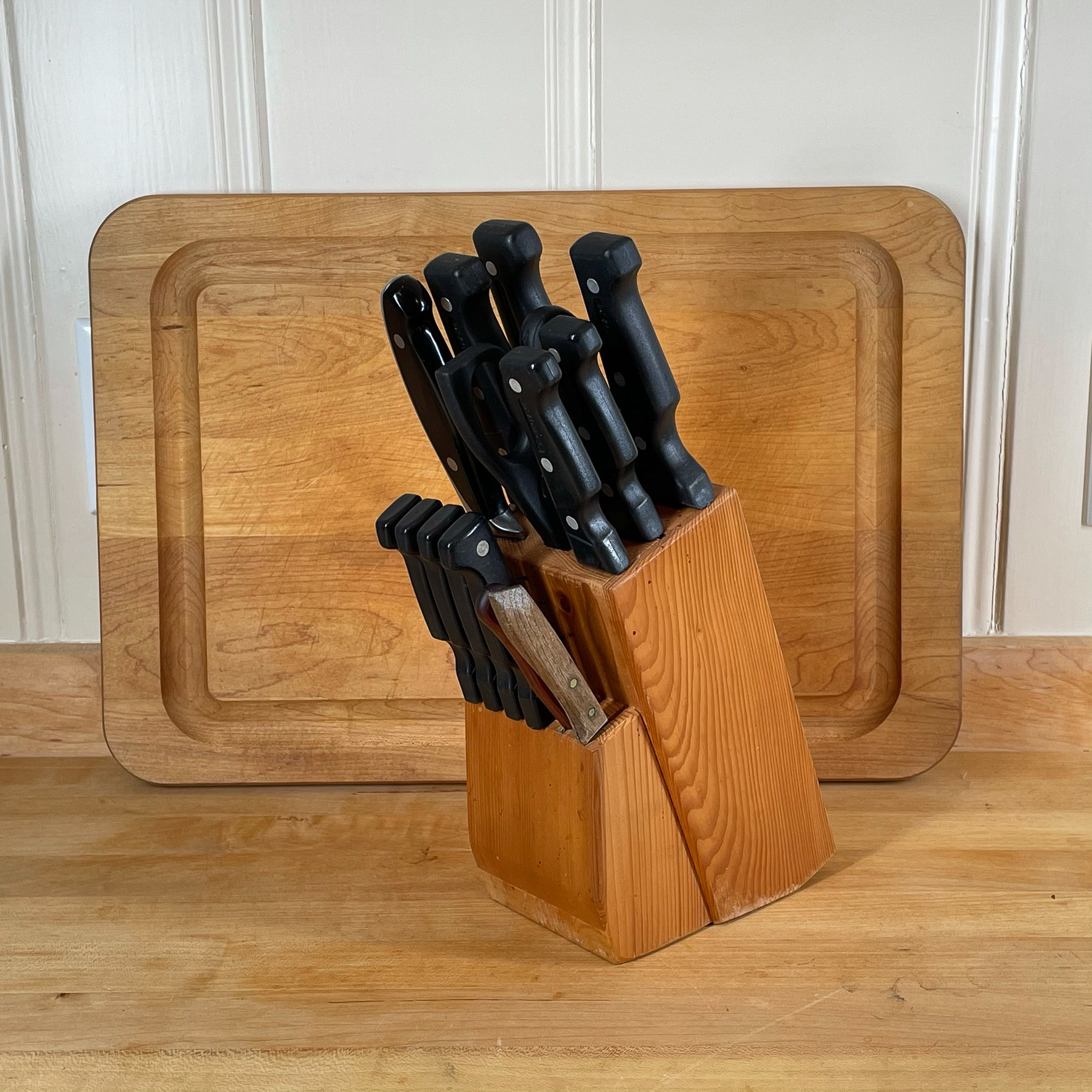 (2pc) KNIFE BLOCK & CUTTING BOARD