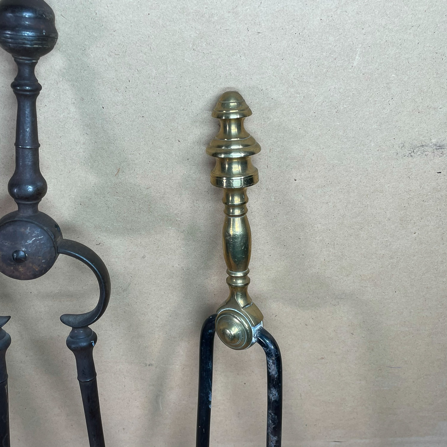 (3pc) ANTIQUE FIREPLACE TONGS