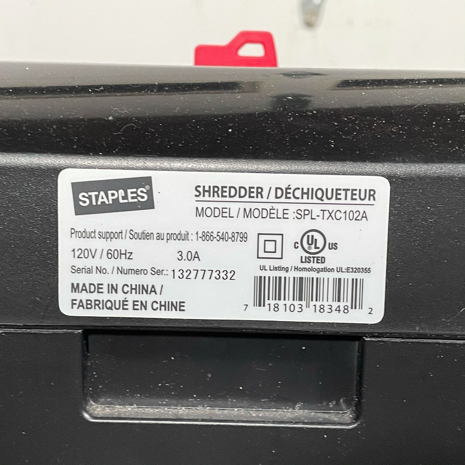 STAPLES LOCKOUT KEY PAPER SHREDDER