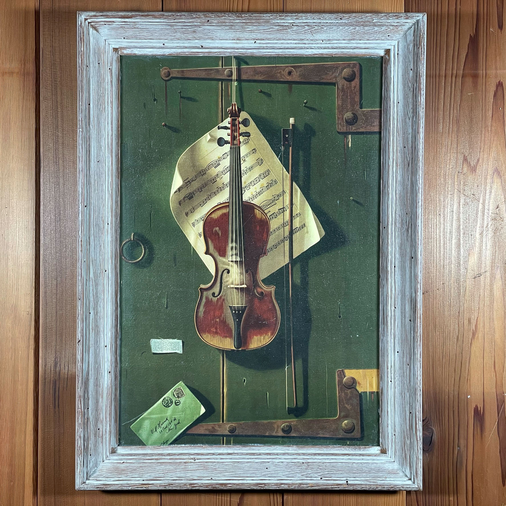 FRAMED VIOLIN TROMPE L'OEIL PRINT