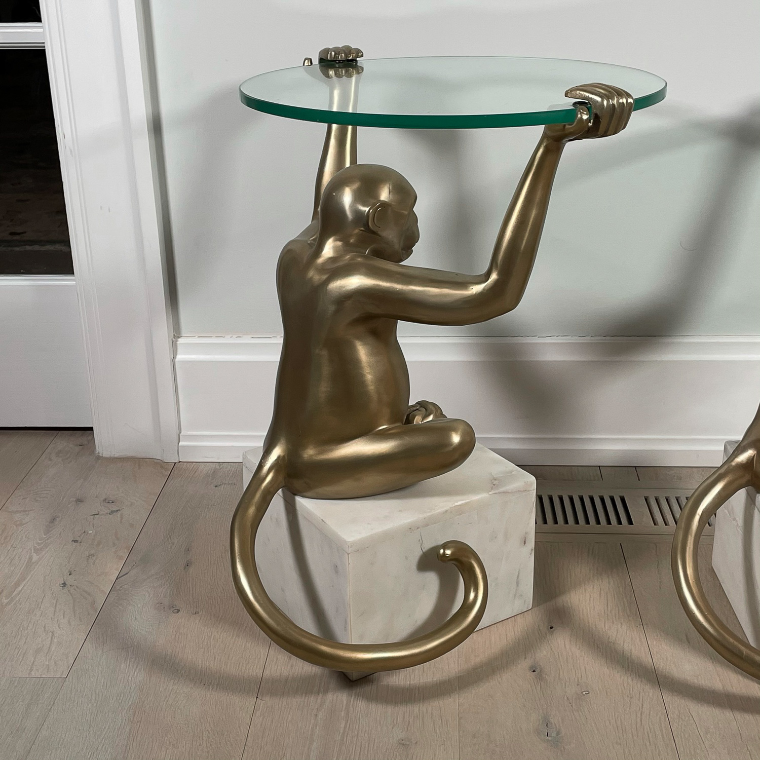 PAIR WEST ELM BRONZE MONKEY TABLES