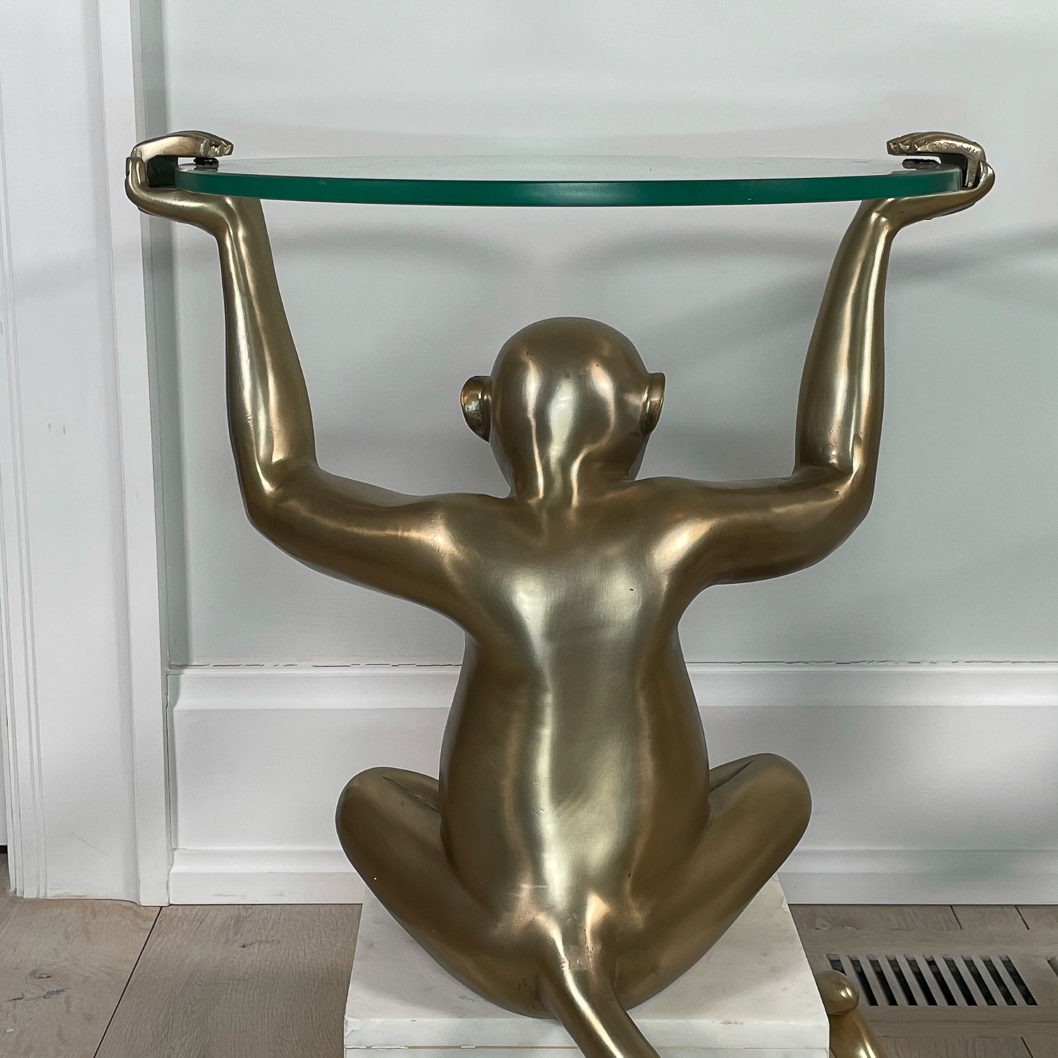 PAIR WEST ELM BRONZE MONKEY TABLES
