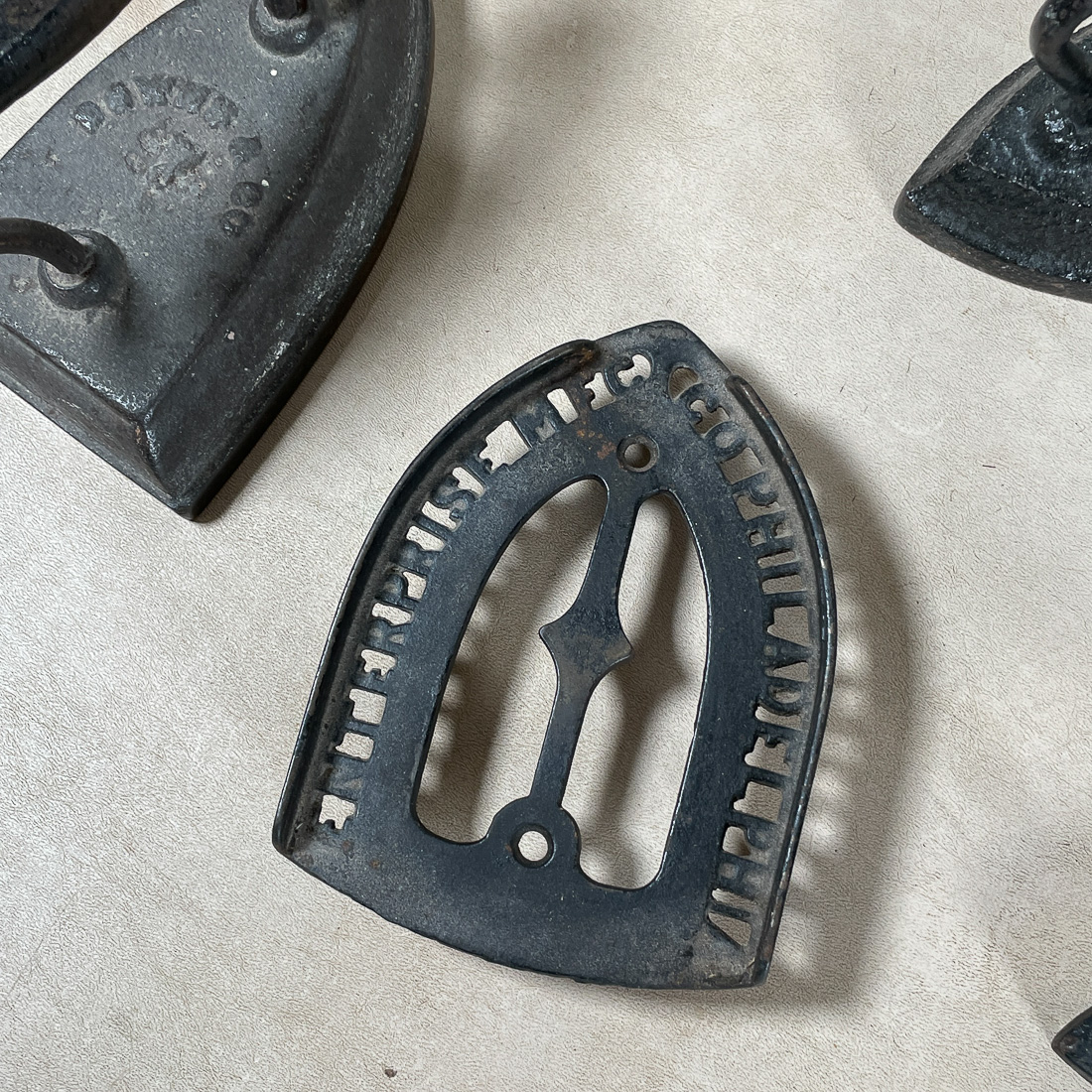 (8pc) ANTIQUE IRONS & STANDS