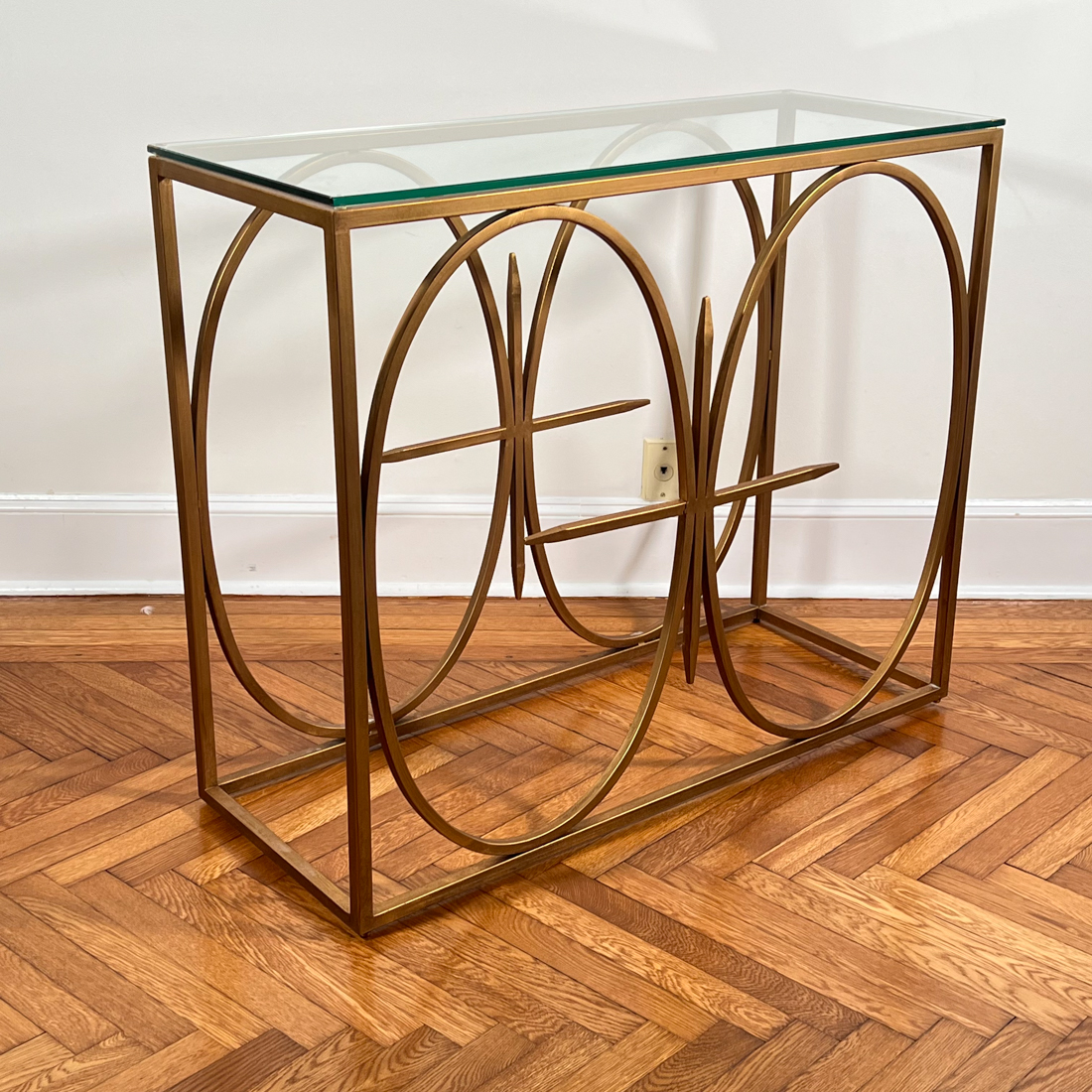 MODERN GLASS TOP CONSOLE TABLE