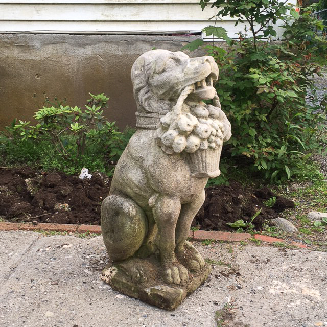 CEMENT GARDEN DOG STATUE