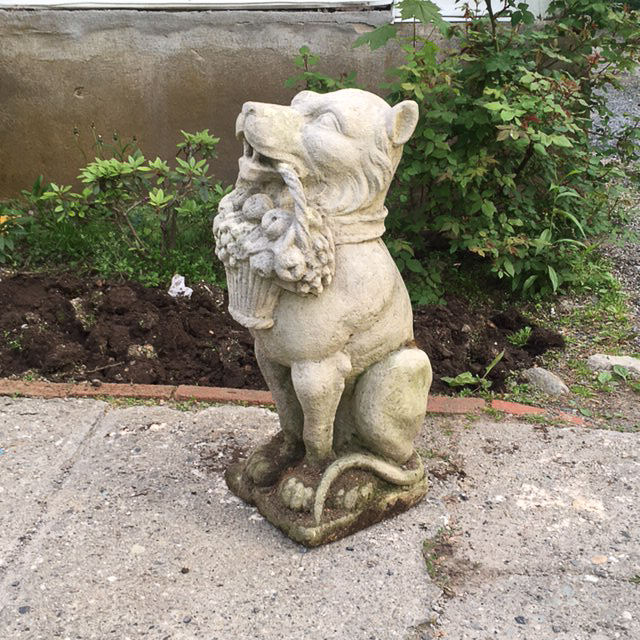 CEMENT GARDEN DOG STATUE
