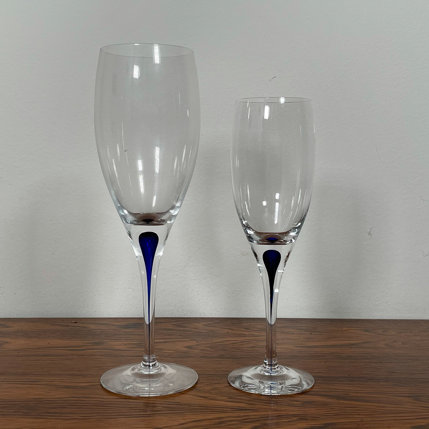 ORREFORS BLUE BLOWN GLASS STEMWARE