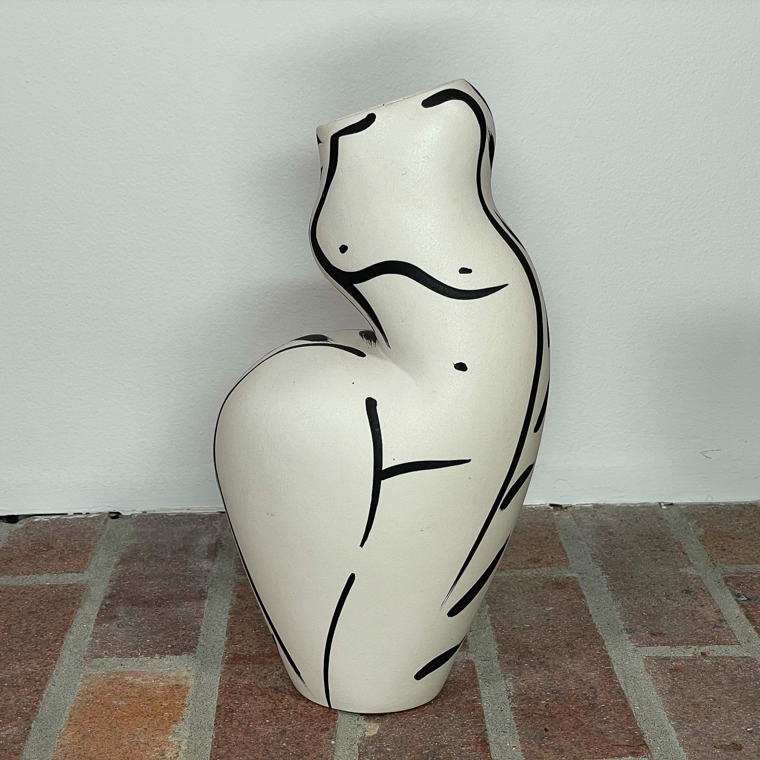 PAINTED POTTERY FEMALE FIGURE VASE