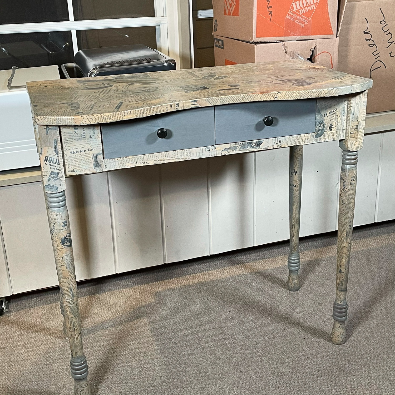 DECOUPAGE TWODRAWER SIDE TABLE