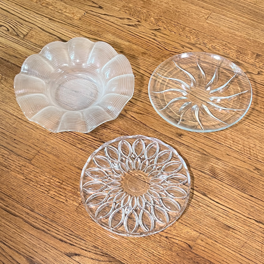 (3pc) GLASS BOWLS & TRAYS